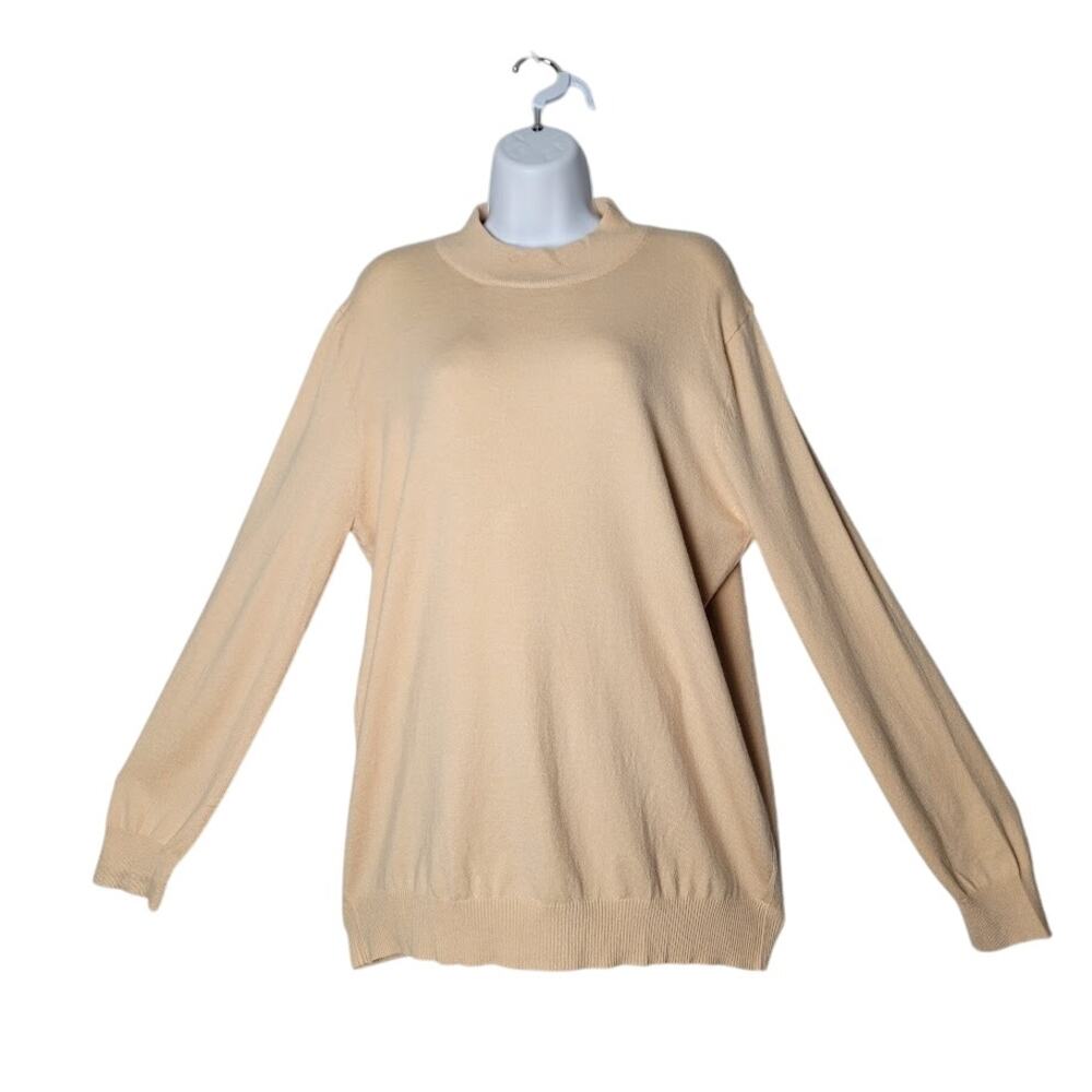 MLANM Beige Mock Neck Sweater L Knit Long Sleeve Pullover‎ NWT Capsule